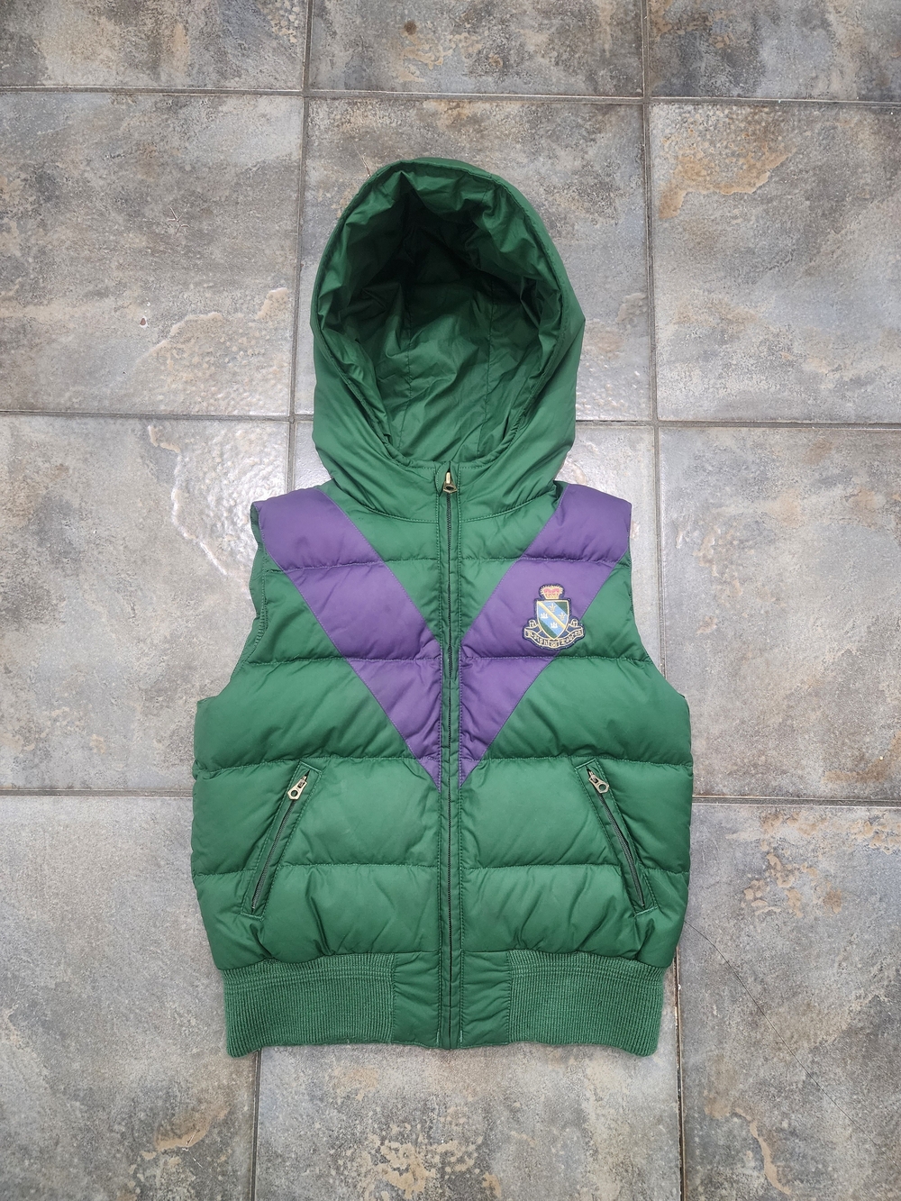Vintage Y2K Ralph Lauren Boy's Medium 8-10 Waterfowl Down Hooded Puffer Vest